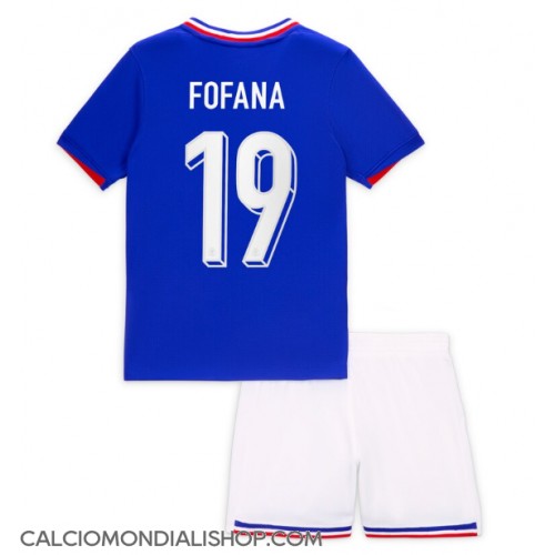 Maglie da calcio Francia Youssouf Fofana #19 Prima Maglia Bambino Europei 2024 Manica Corta (+ Pantaloni corti)